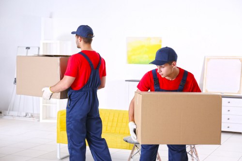 Storage unit interior with packed boxes and secure shelving